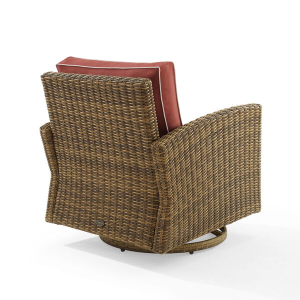 Bradenton Sangria and Weathered Brown Outdoor Wicker Swivel Rocker Chair, image 6
