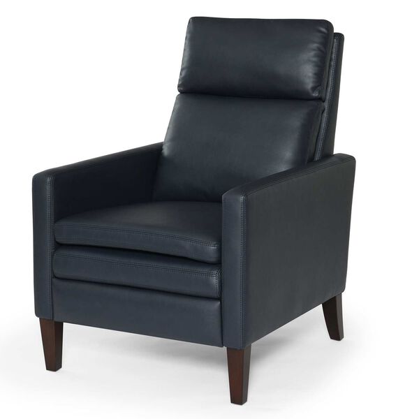Vicente Midnight Blue Faux Leather Push Back Recliner, image 1