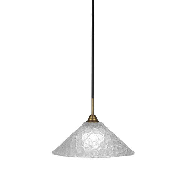Paramount Matte Black and Brass 16-Inch One-Light Pendant with Italian Bubble Shade, image 1