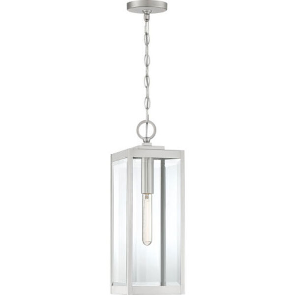 Pax Stainless Steel 7-Inch One-Light Outdoor Hanging Lantern with Beveled Glass, image 1