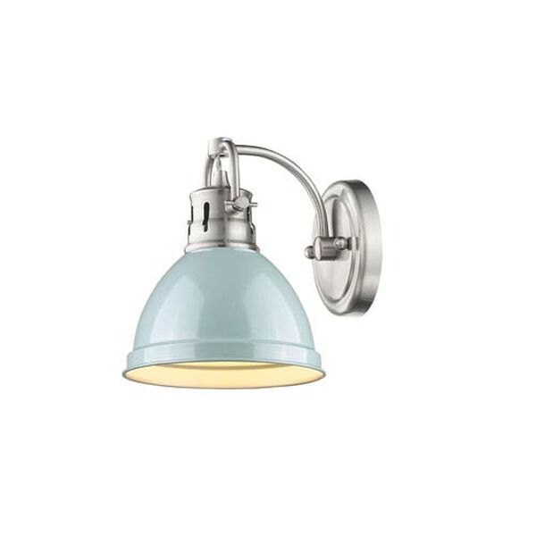 Duncan Pewter One-Light Vanity Fixture with Seafoam Shade, image 1