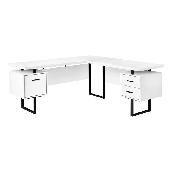 White and Black 71-Inch L-Shaped Computer Desk, image 1