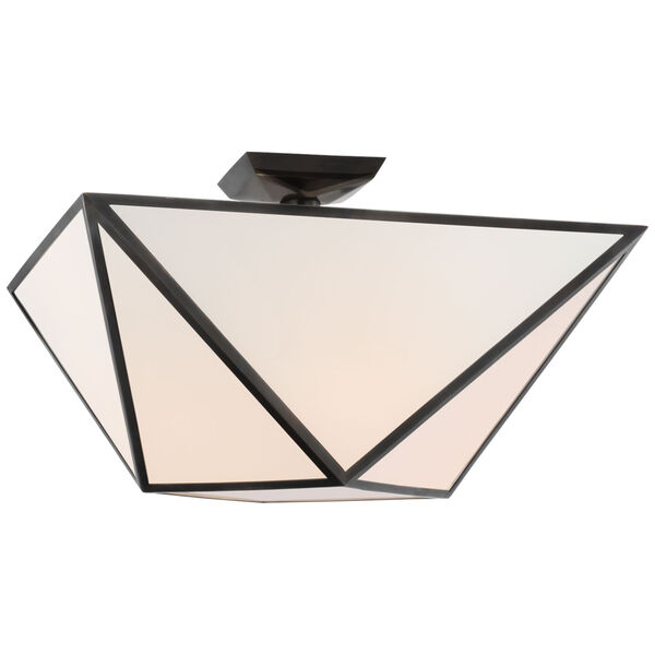 Lorino Large Semi-Flush Mount in Bronze with White Glass by Julie Neill, image 1