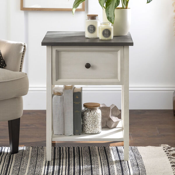 Natalee Gray and White One Drawer Side Table, image 3