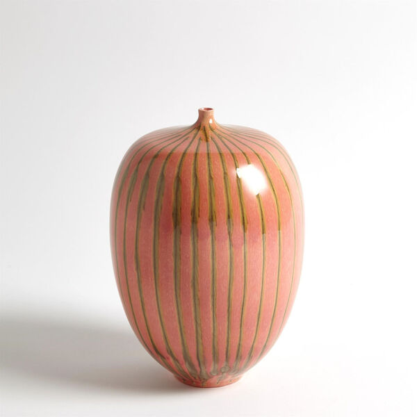 Studio A Home Brown and Pink Small Striped Melon Vase, image 1