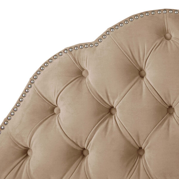 Queen Velvet Pearl 62-Inch Nail Button Tufted Arch Bed, image 3