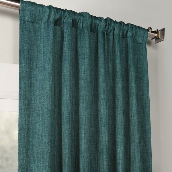 Faux Linen Blackout  Slate Teal 84 x 50-Inch Curtain Single Panel, image 3