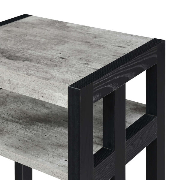 Monterey Faux Birch and Black End Table with Shelves, image 4