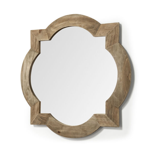 Argonne Brown Round Square Wood Frame Wall Mirror, image 1