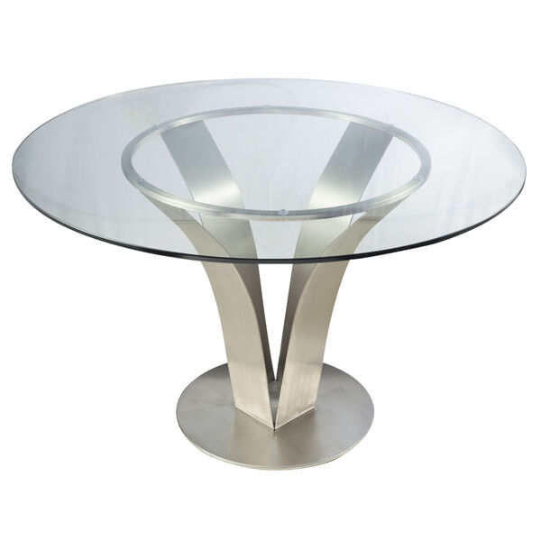 Cleo Brushed Stainless Steel Dining Table, image 1