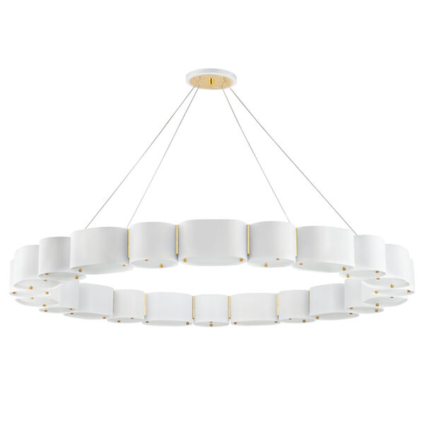 Opal Soft White and Vintage Brass 22-Light Chandelier, image 1