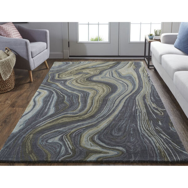 Amira Contemporary Marble Green Gray Rectangular: 3 Ft. 6 In. x 5 Ft. 6 In. Area Rug, image 6