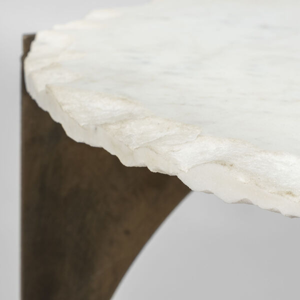 Reinhold II White Round Live-Edge Marble Top End Table, image 6
