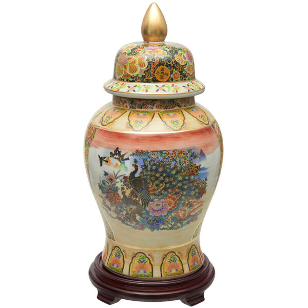 Satsuma Peacock Multicolor Temple Jar, image 1