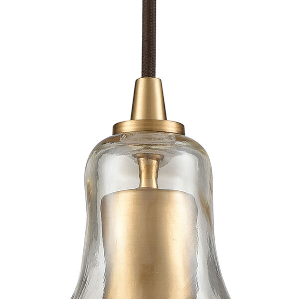 Hand-Formed Glass Satin Brass One-Light Mini Pendant, image 5