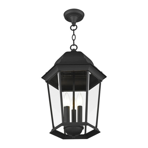 Hamilton Textured Black 13-Inch Three-Light Outdoor Pendant Lantern, image 5