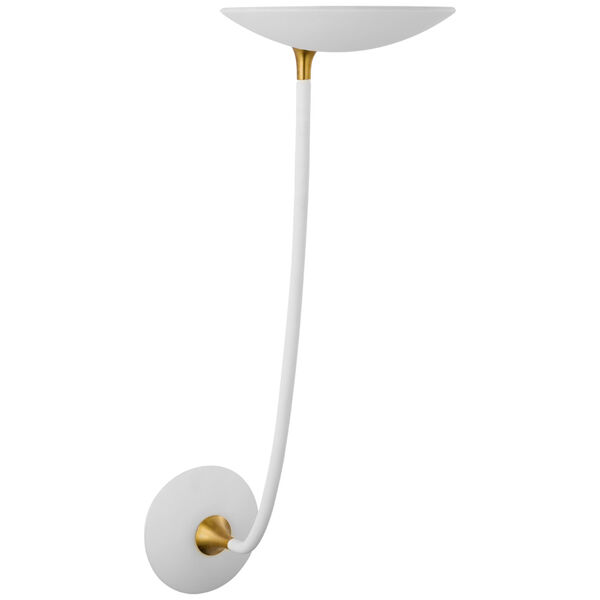 Keira Large Sconce in Matte White and Hand-Rubbed Antique Brass by Thomas O'Brien, image 1
