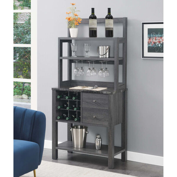 Newport Faux Black Marble and Weathered Gray Serving Bar, image 2