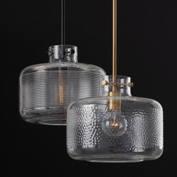Brighton Matte Black One-Light Pendant with Clear Ribbed Glass, image 4