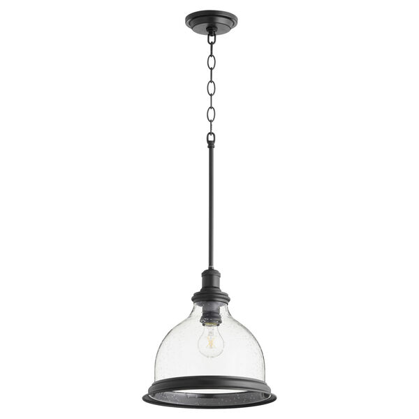 Black with Clear Seeded 12-Inch One-Light Pendant, image 1