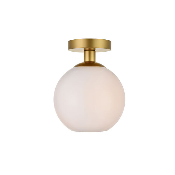 Baxter Brass and Frosted White Seven-Inch One-Light Semi-Flush Mount, image 1