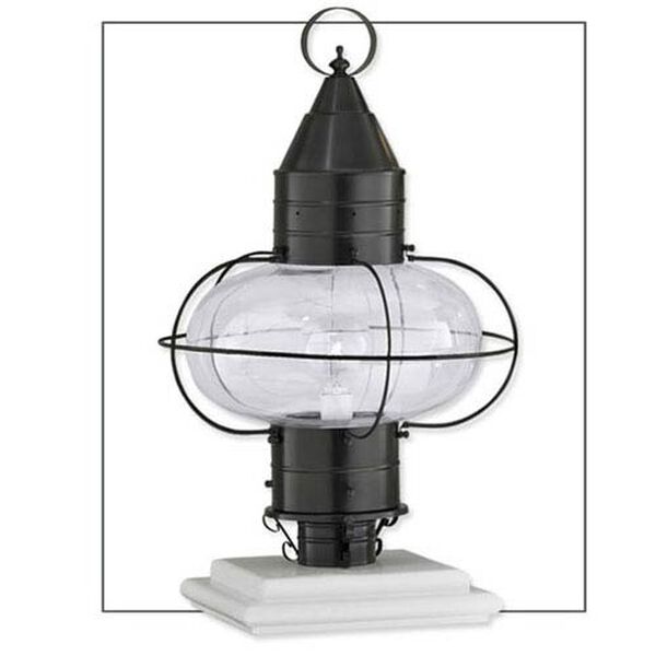 Classic Onion Black Single Light Outdoor Large Post Mount w/Clear Glass, image 1