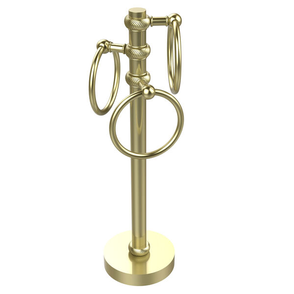 Vanity Top 3 Towel Ring Guest Towel Holder with Twisted Accents, Satin Brass, image 1