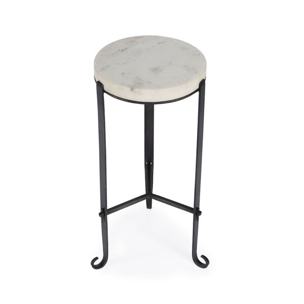 Freya Black and White Marble Iron Round Accent Table, image 1