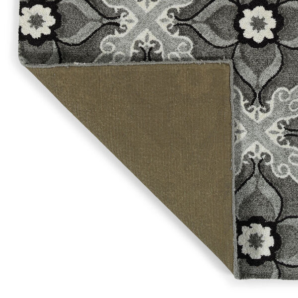 Peranakan Tile Gray, Silver and Black Indoor/Outdoor Rug, image 4