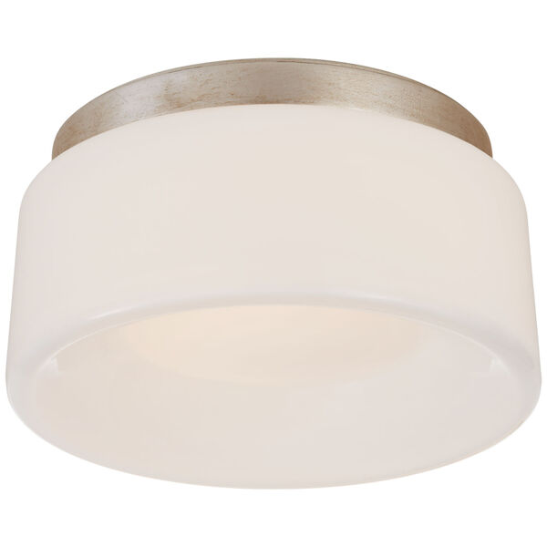 Halo 5.5-Inch Solitaire Flush Mount in Burnished Silver Leaf with White Glass by Barbara Barry, image 1