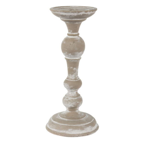 White 13-Inch Candlestick Polyresin, image 1