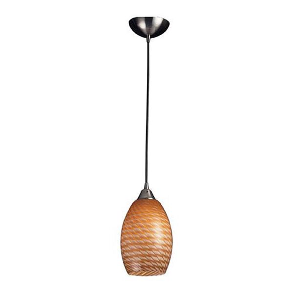 Mulinello One Light LED Pendant In Satin Nickel With Coco Glass, image 1