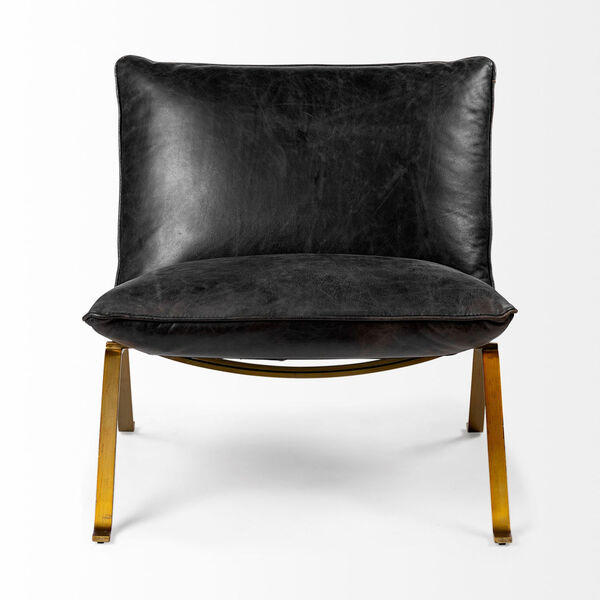 Flavelle II Black Leather Cusion Seat Slipper Chair, image 2