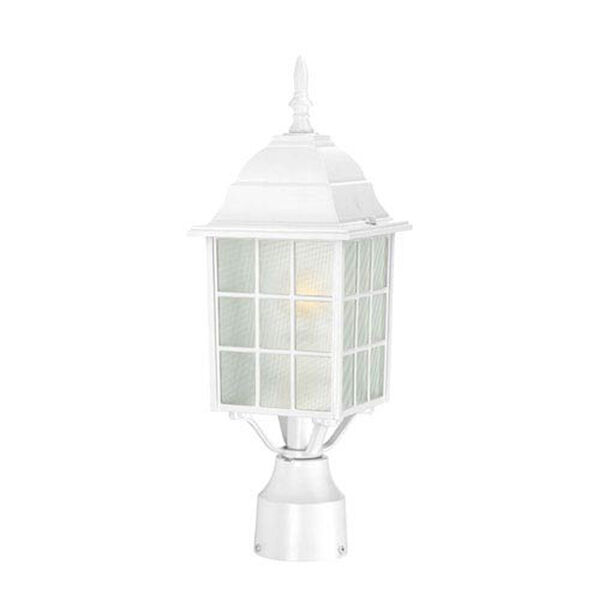 Grace White One-Light Outdoor Post Mount with Frosted Glass, image 1