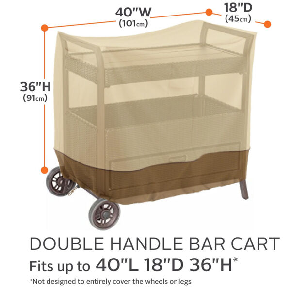 Ash Beige and Brown Double Handle Bar Cart Cover, image 4