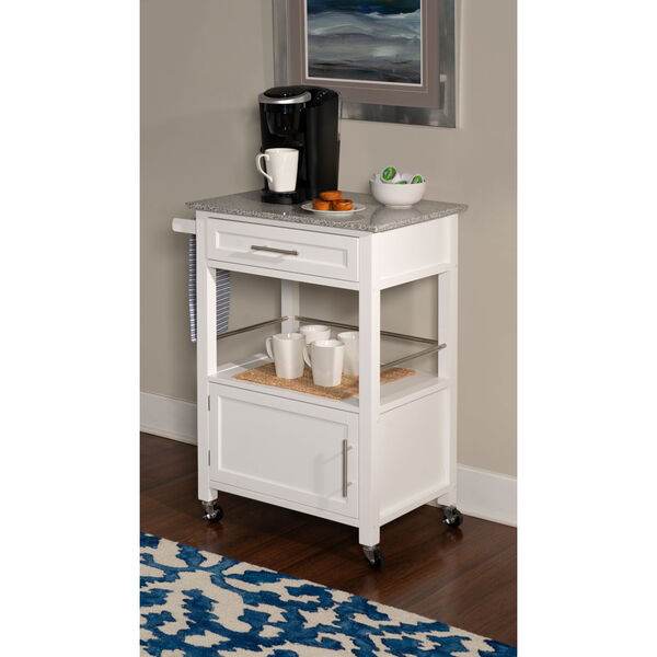 Dylan White Kitchen Cart with Granite Top, image 4