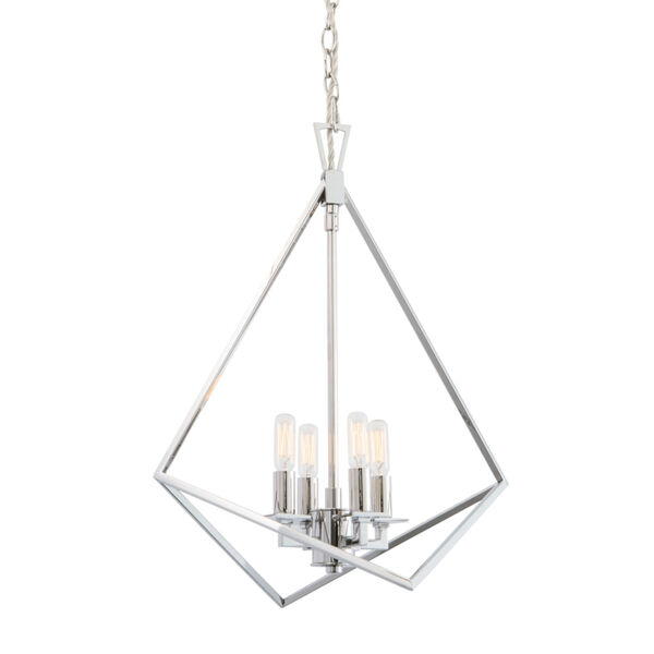 Cage Polished Nickel Four-Light 18-Inch Chandelier, image 1