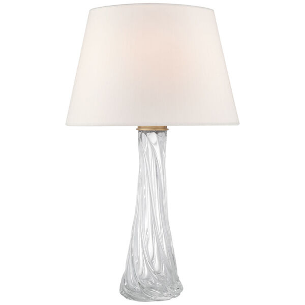 Lourdes Large Table Lamp in Clear Glass with Linen Shade by Julie Neill, image 1