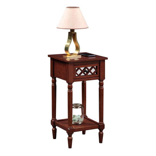 Khloe French Country Mahogany Deluxe One Drawer End Table with Shelf, image 1