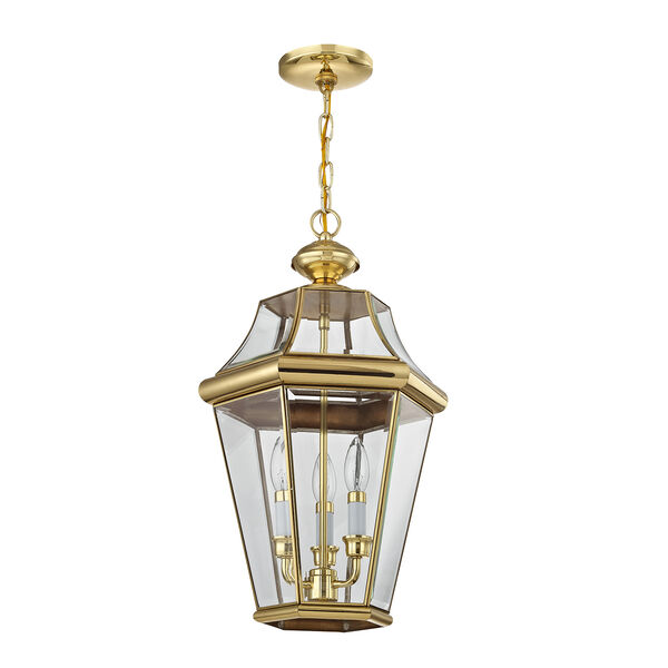 Georgetown Polished Brass Three-Light Outdoor Pendant, image 3