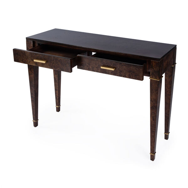 Kai Dark Burl Console Table with Two Drawers, image 2