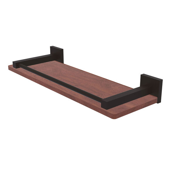 Montero Oil Rubbed Bronze 16-Inch Solid IPE Ironwood Shelf with Gallery Rail, image 1