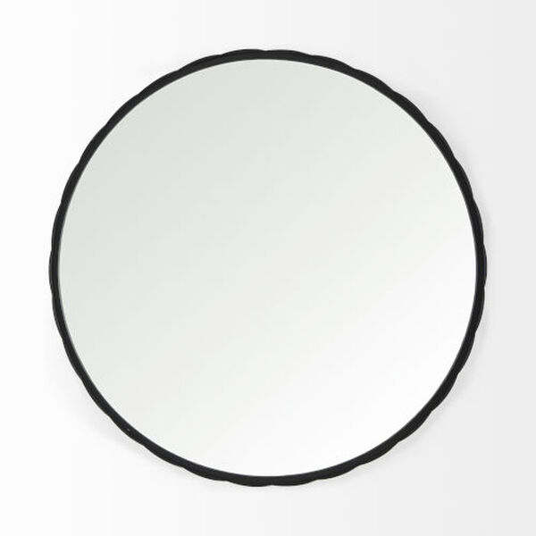 Adelaide Black 30-Inch x 30-Inch Scallop Edge Round Mirror, image 2