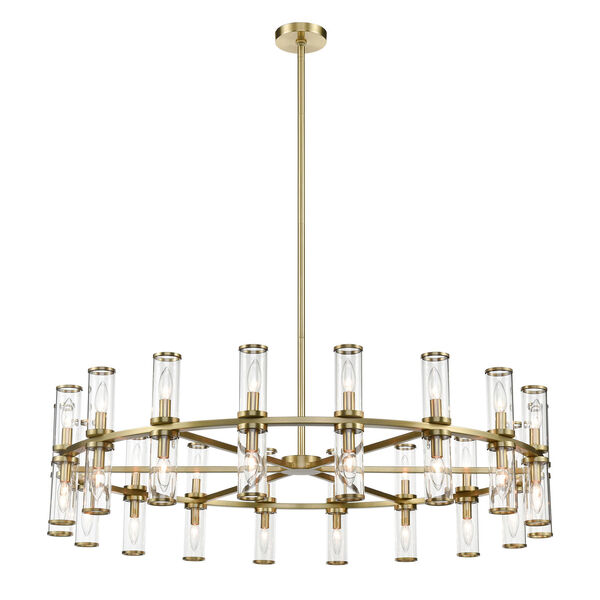 Revolve Natural Brass 36-Light Chandelier with Clear Glass, image 1