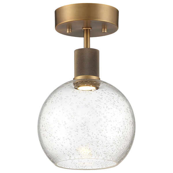 Port Nine Brass-Antique and Satin Intergrated LED Semi-Flush with Clear Glass, image 1