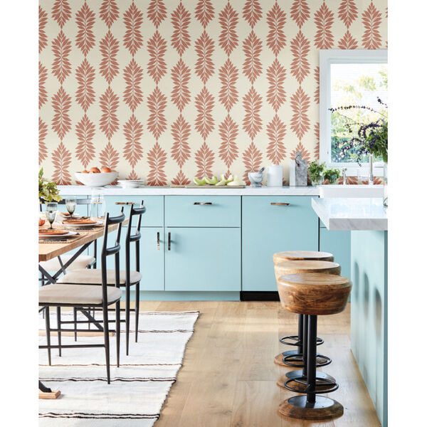 Waters Edge Coral Broadsands Botanica Pre Pasted Wallpaper - SAMPLE SWATCH ONLY, image 1