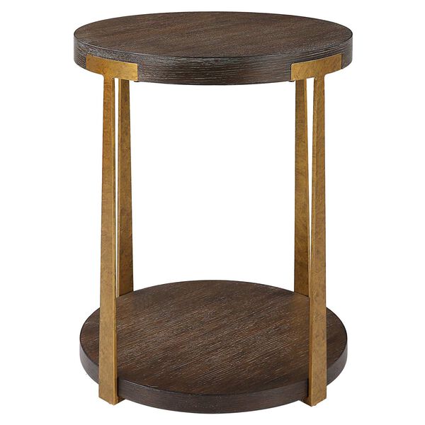 Palisade Rich Coffee and Natural Round Wood Side Table, image 1