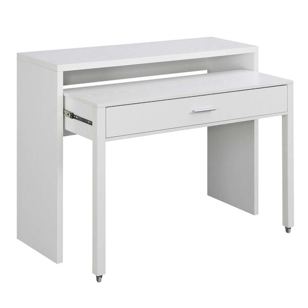 Newport JB White Sliding Desk with Drawer and Riser, image 1