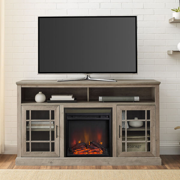 Hazel Gray Fireplace TV Stand, image 1