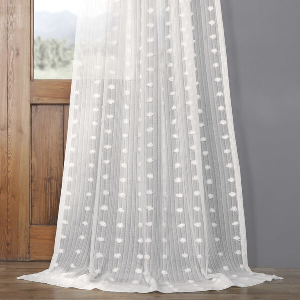 Dot Patterned Linen Sheer Curtain Single Panel, image 4